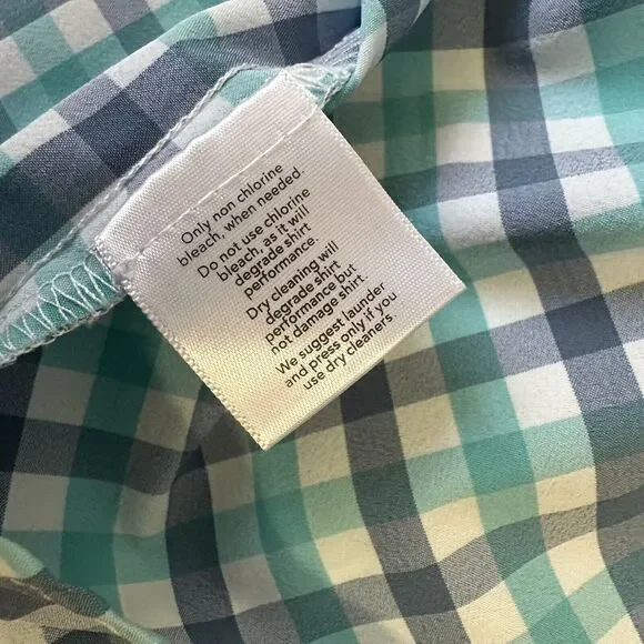 MIZZEN+MAIN Leeward Shirt Blue Plaid Trim Fit Button Down SS Stretch